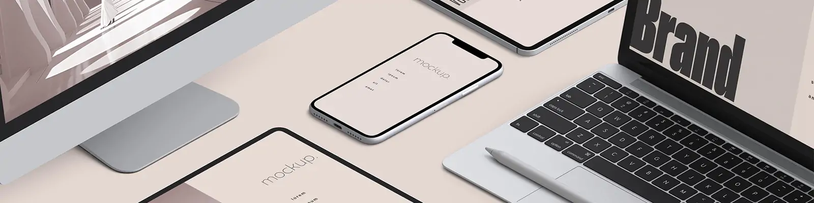 手机电脑ipad移动设备网页APP作品展示样机贴图psd设计素材Mockup