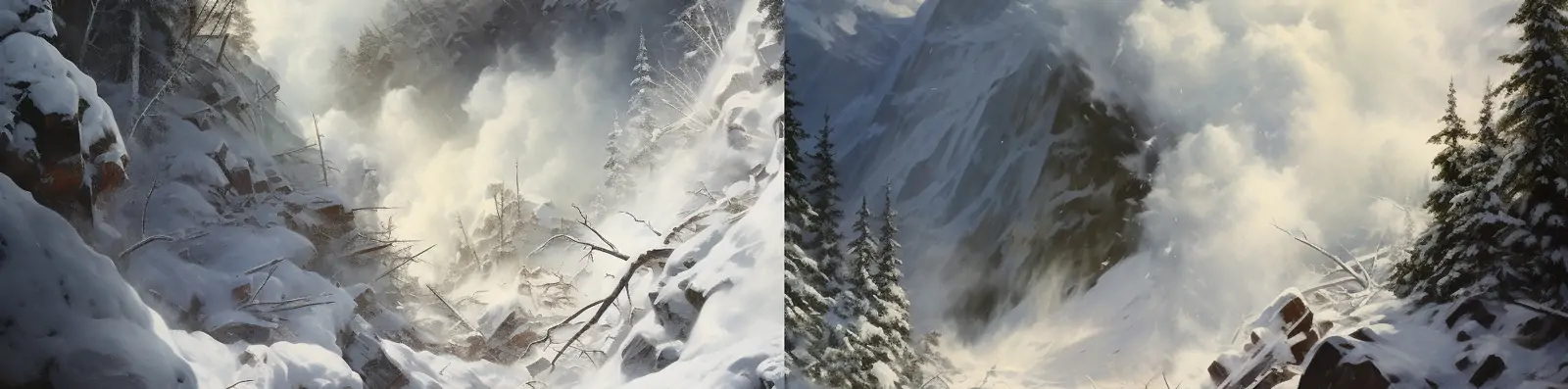 超现实主义冬季冬天神奇大自然雪山雪崩景观艺术摄影海报midjourney关键词咒语分享