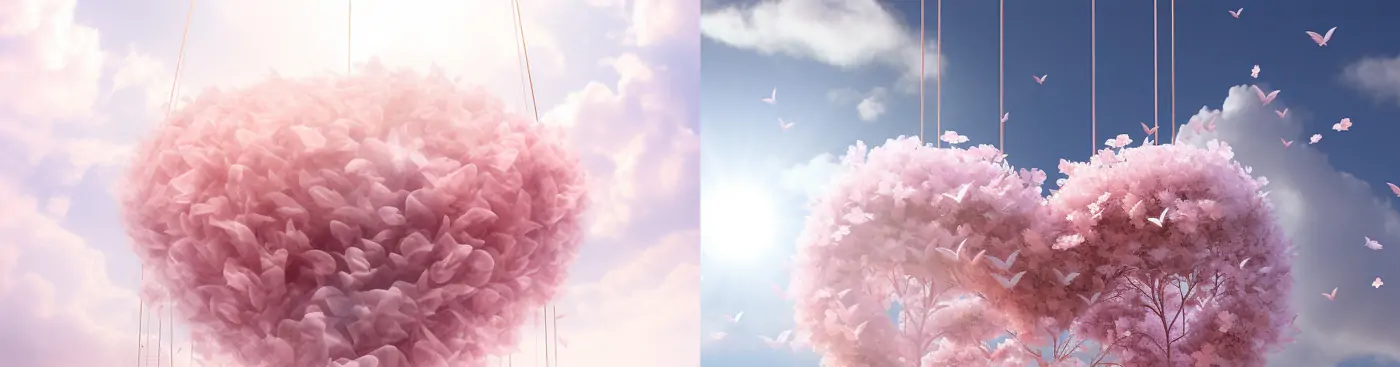 心形秋千美女云层唯美场景Midjourney关键词咒语