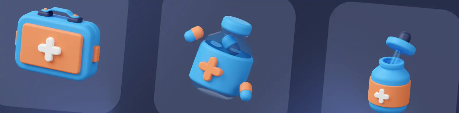 手绘3D立体医疗健康工具png图标插图blender设计素材模型