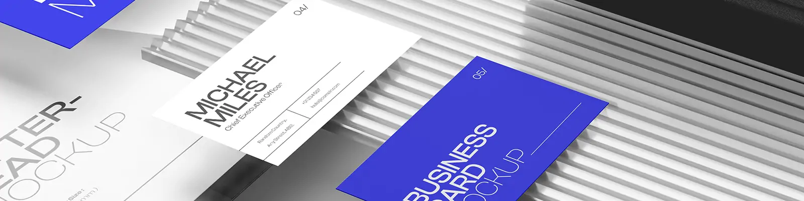 高端克莱因蓝办公用品文具品牌VI提案展示贴图样机psd设计素材模版Mockup