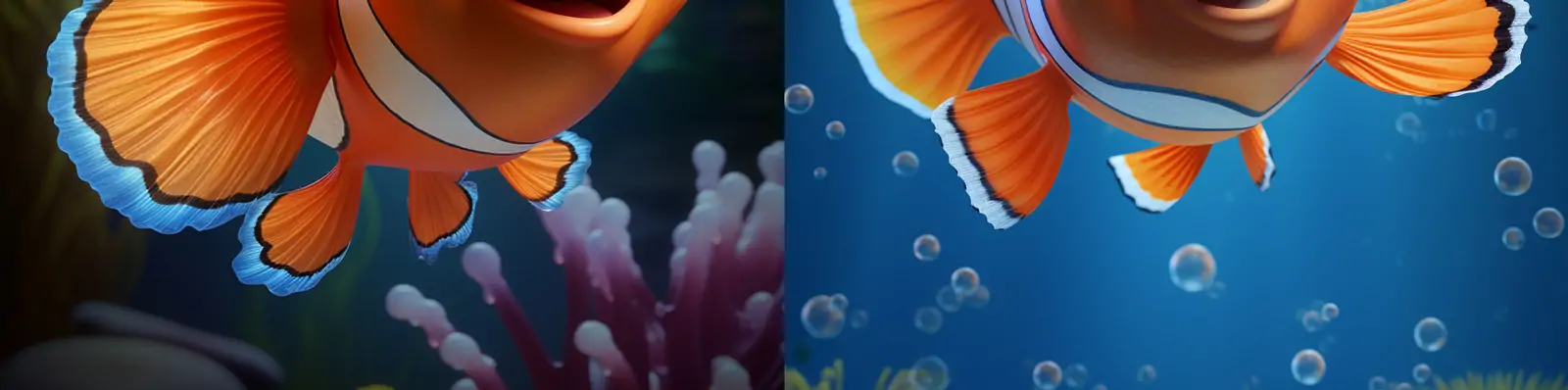 3D立体可爱动漫小丑鱼皮克斯风格动画电影卡通形象插图海报midjourney关键词咒语分享