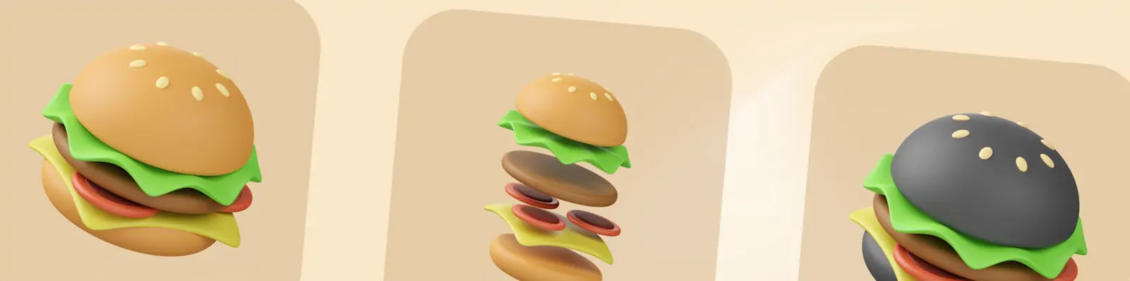 3D立体美食饮料披萨汉堡薯条可乐雪糕拉面热狗图标插图blender模型