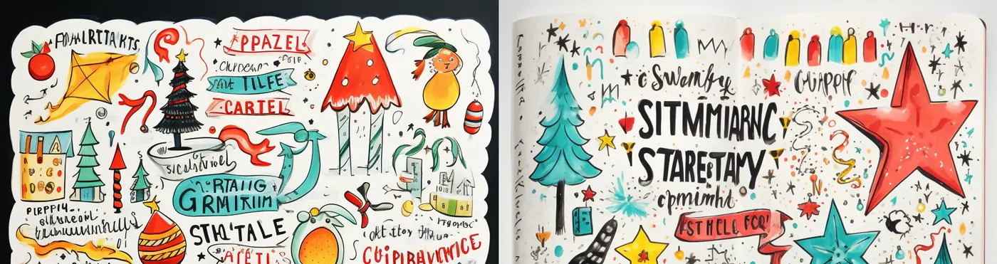 画报黑板报儿童圣诞节手抄报作业插图插画Midjourney关键词提示词咒语