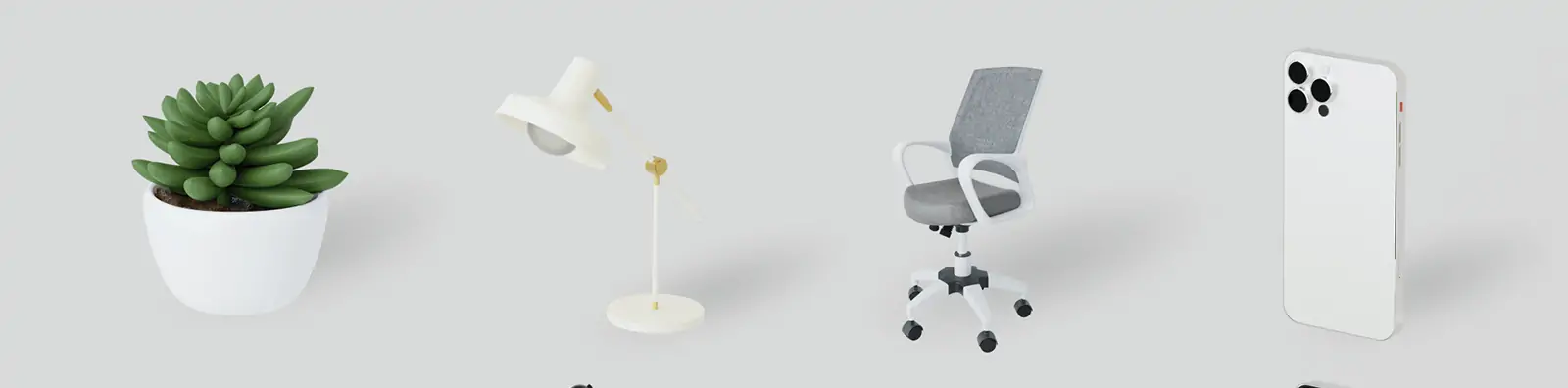 3D立体办公室工作台桌面电脑合成场景插图海报blender设计素材模型