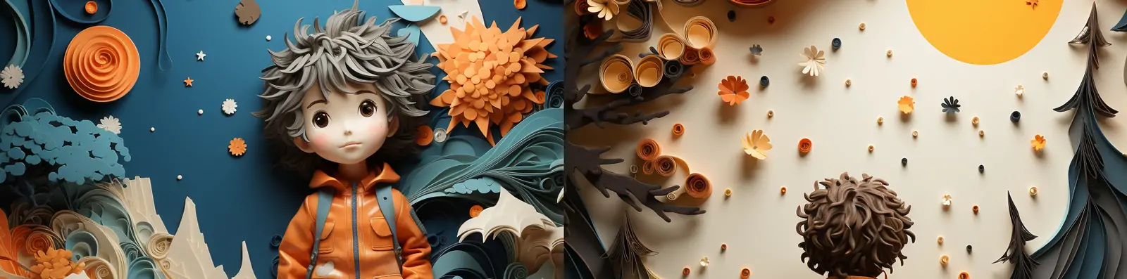 创意可爱立体粘土世界卡通人物场景画框剪纸艺术装饰画摄影海报midjourney关键词咒语