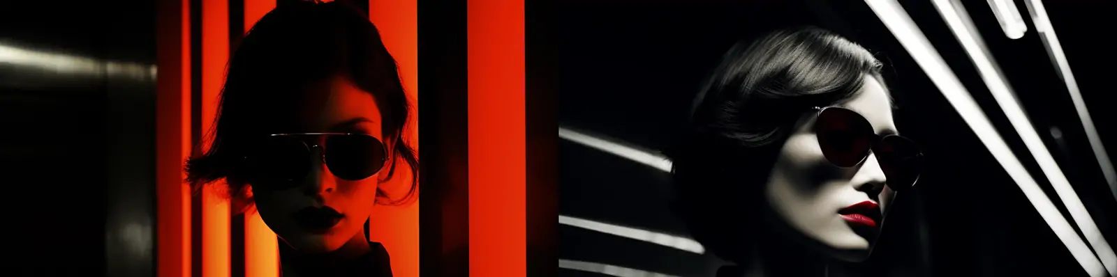 创意复古女孩人物霓虹灯黑暗光线对比艺术写真摄影海报midjourney关键词咒语分享