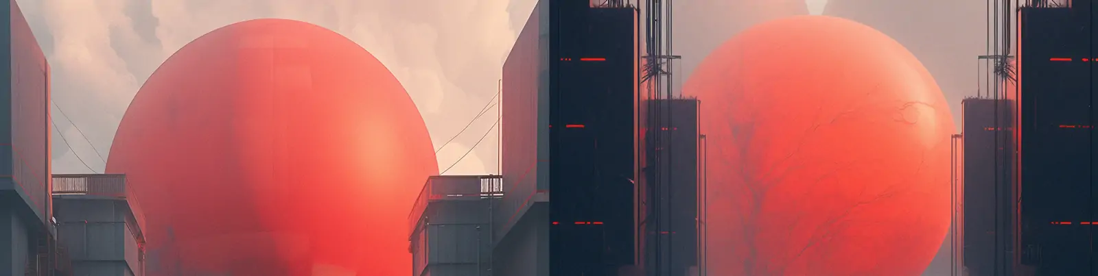 创意未来主义抽象艺术红色气球建筑摄影学院空间场景海报midjourney关键词咒语分享