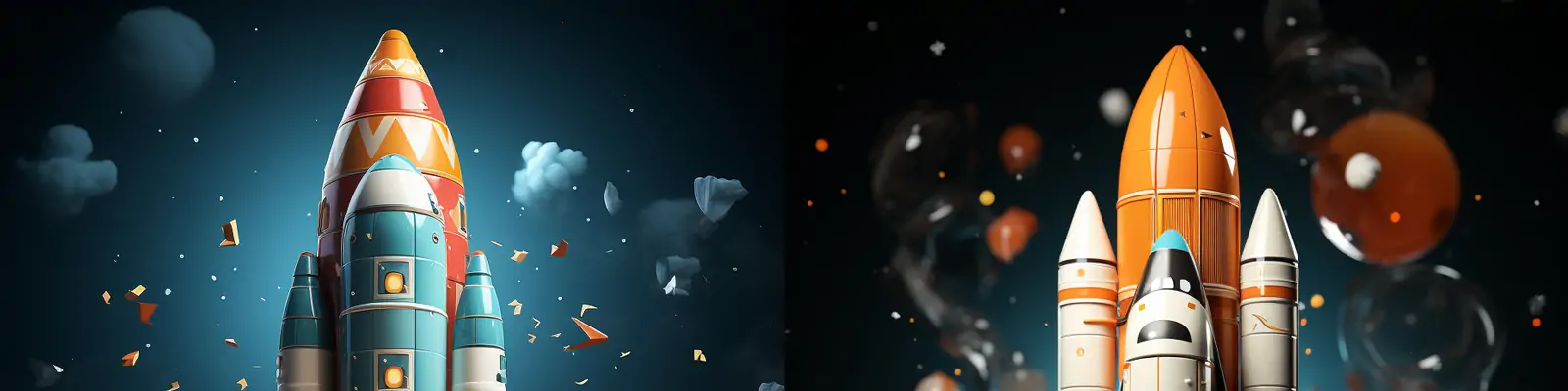 3D立体卡通逼真火箭发射乐高积木拼插玩具电商广告摄影海报midjourney关键词咒语分享：