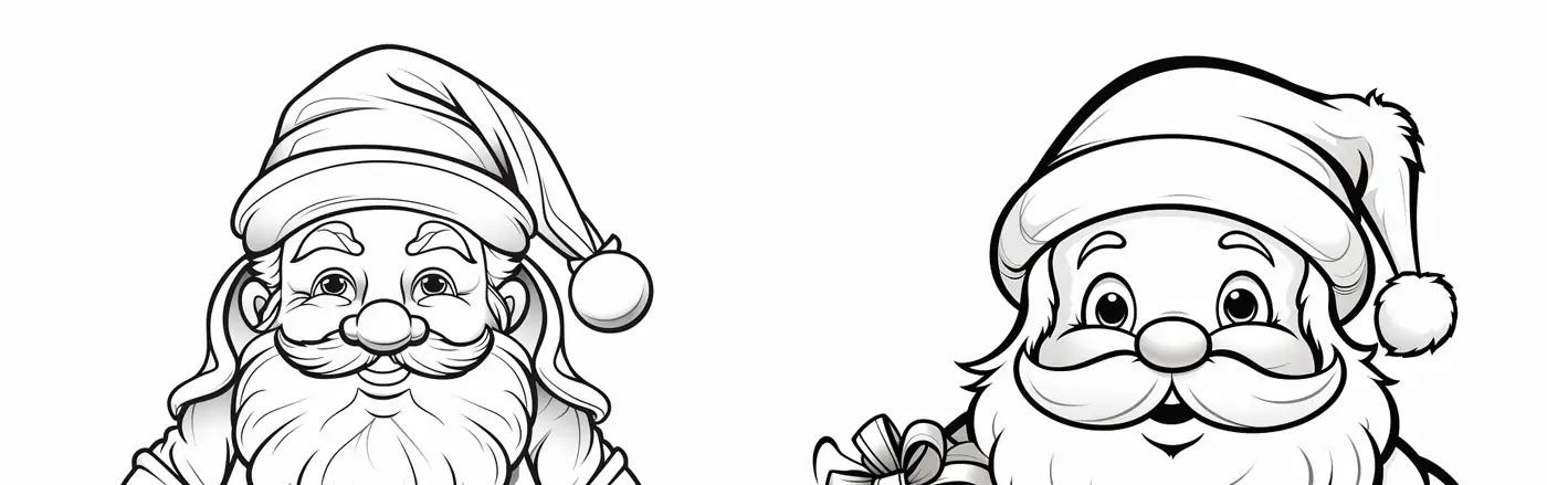 圣诞老人黑白线稿简笔画Midjourney关键词提示词咒语