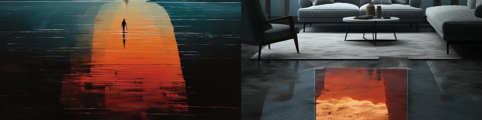 极简主义中国风山水山谷悬崖自然景观水面倒影场景艺术摄影海报midjourney关键词咒语分享