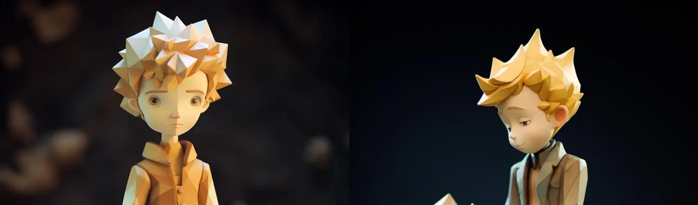 创意抽象艺术卡通人物小王子造型几何雕塑模型midjourney关键词咒语