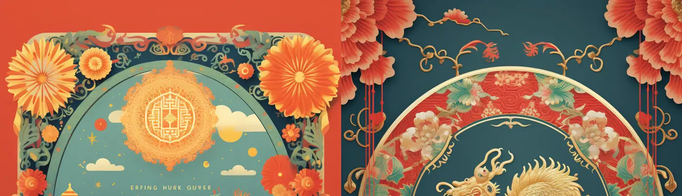 中国风春节元旦元宵传统节日海报装饰元素Midjourney关键词提示词咒语