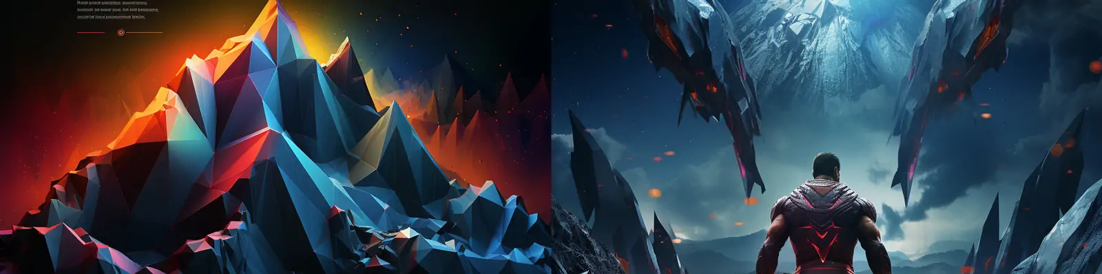 创意自然山脉彩色世界英雄游戏网站UI布局平面设计海报模版midjourney关键词咒语