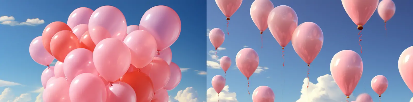 梦幻粉色气球天空云朵雪山飞行场景艺术摄影海报背景midjourney关键词咒语分享
