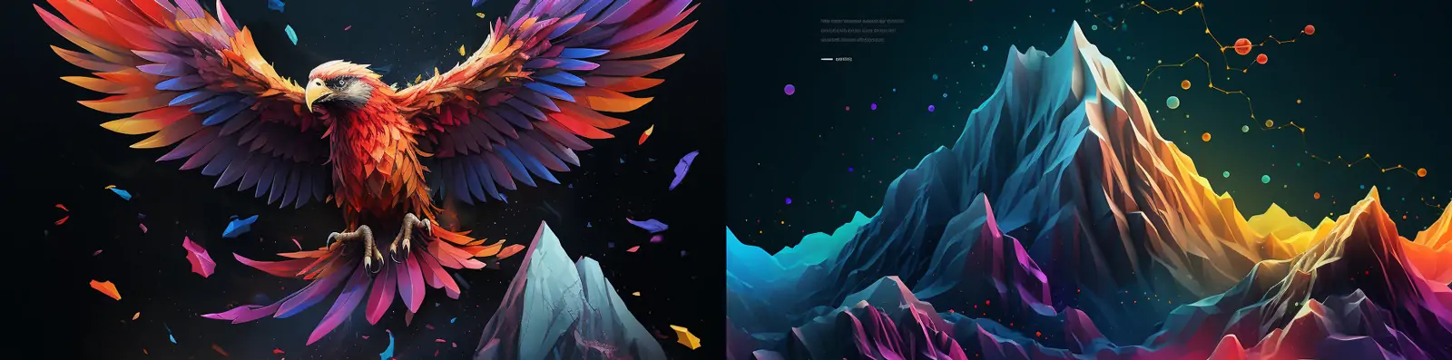 创意自然山脉彩色世界英雄飞行企业网站UI布局平面设计海报模版midjourney关键词咒语