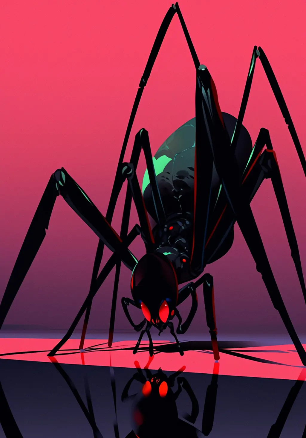 创意彩色霓虹灯黑色蜘蛛人物拟人化合成逼真艺术海报midjourney关键词咒语-Ai宇宙吧-