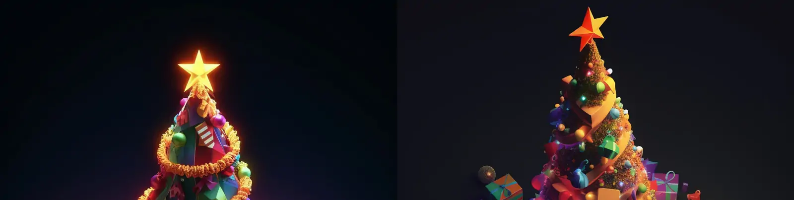 圣诞树圣诞节礼物礼盒海报设计元素midjourney关键词咒语