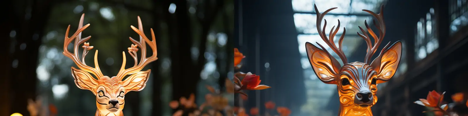 创意可爱动物梅花鹿发光体节日气氛元宵节花灯立体雕塑艺术模型midjourney关键词咒语分享