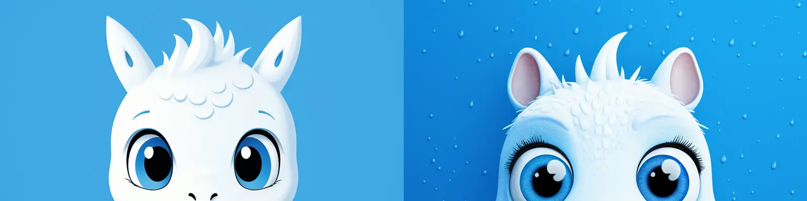 手绘极简主义可爱动漫卡通恐龙小白龙动物漫画插图绘画海报midjourney关键词咒语