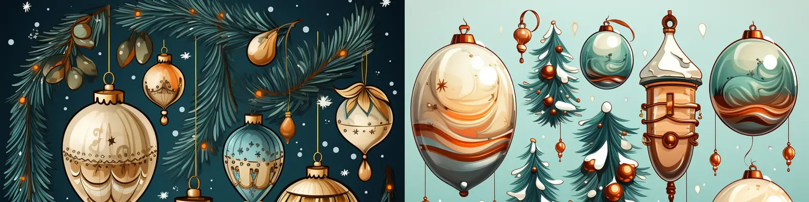 手绘可爱卡通冬天圣诞节装饰元素平面贴纸图案插图海报背景midjourney关键词咒语