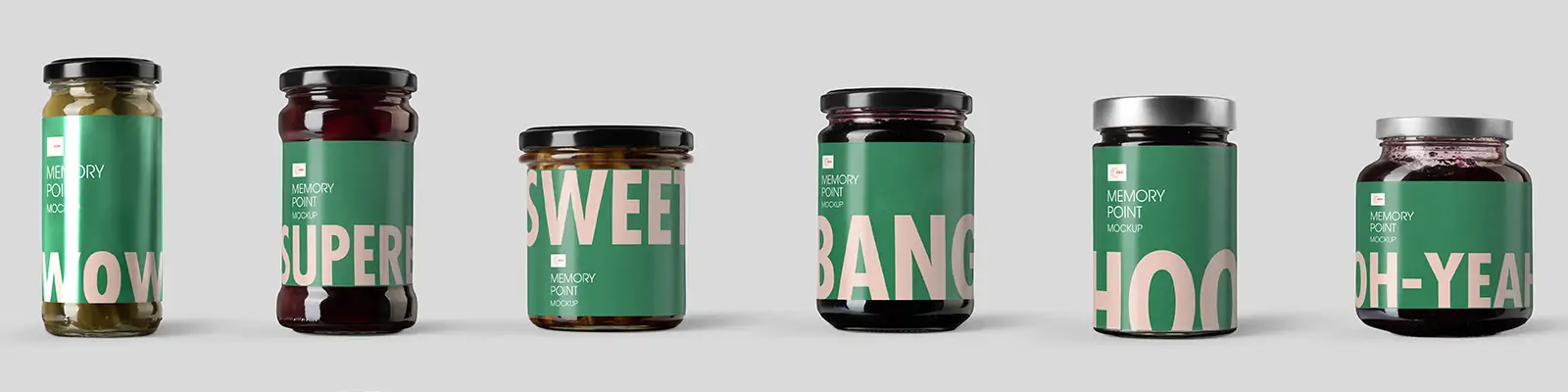 玻璃瓶调味瓶辣椒酱蜂蜜果酱瓶子标签包装展示样机贴图psd素材模版Mockup