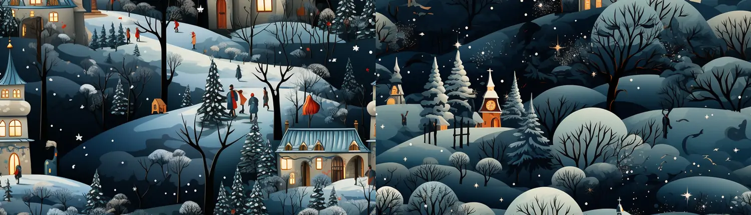 圣诞节手绘插图海报Midjourney关键词咒语