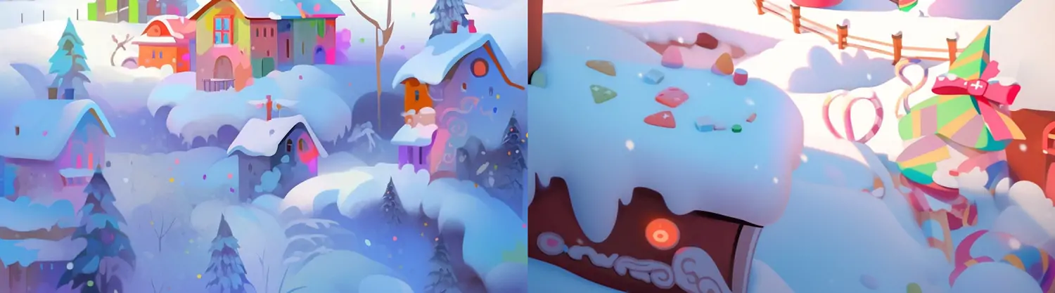 丰富多彩的圣诞节卡通海报midjourney关键词咒语