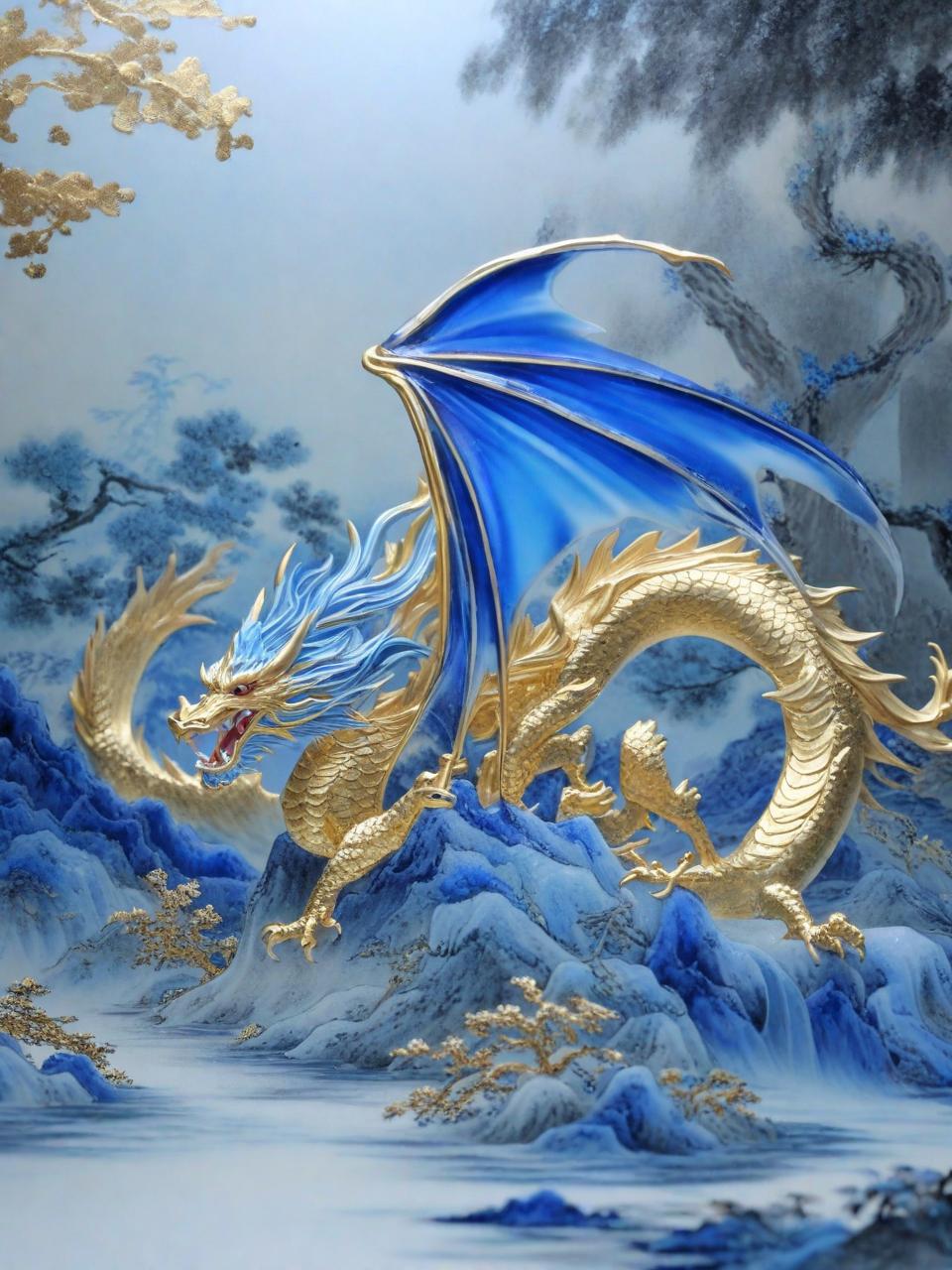 Midjourney - 中国龙年金色龙头玉石雕刻模型玩具艺术品奇域ai关键词咒语奇域画廊-Ai宇宙吧-