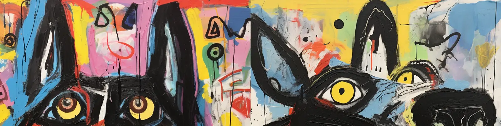 创意时尚潮流彩色艺术野兽咆哮狗狗油漆涂鸦街头壁画海报midjourney关键词咒语分享