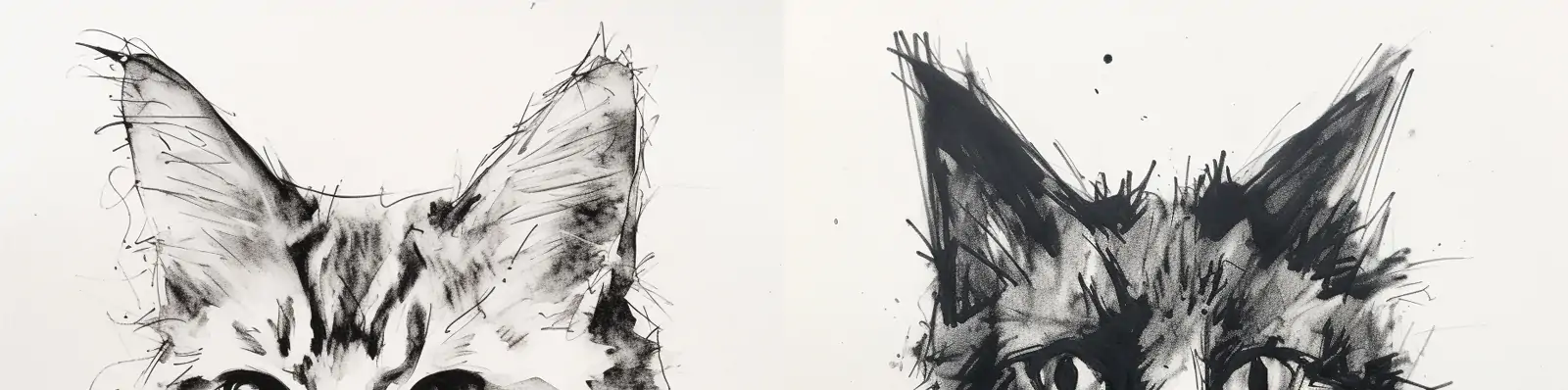 手绘简单猫咪轮廓黑白线稿图像插图绘画海报midjourney关键词咒语分享