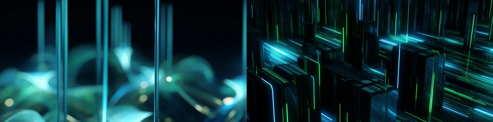 未来主义科幻蓝色绿色线条抽象立体植物运动电影院4D海报背景midjourney关键词咒语分享