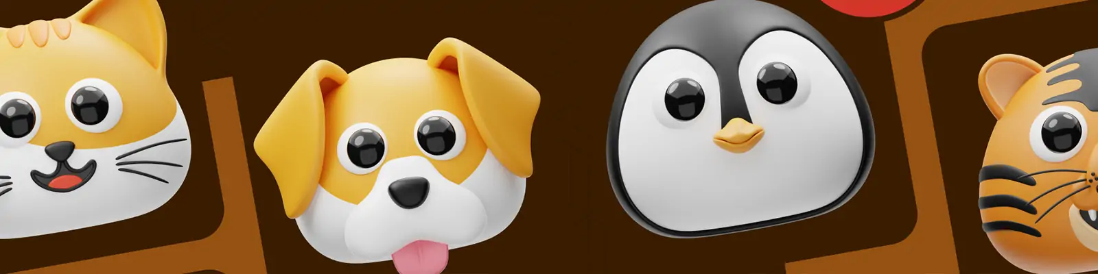 3D立体可爱动物头像狮子老虎猫咪狗狗兔子大象熊猫图标插图blender素材模型