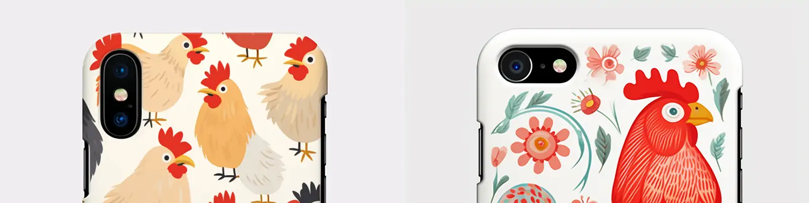 手绘彩色鲜花动物可爱小鸡手机壳花纹图案插图海报背景midjourney关键词咒语分享