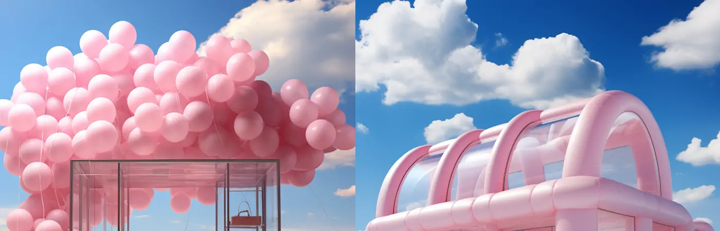 创意时尚运动品牌粉色气球快闪店Midjourney关键词提示词咒语分享