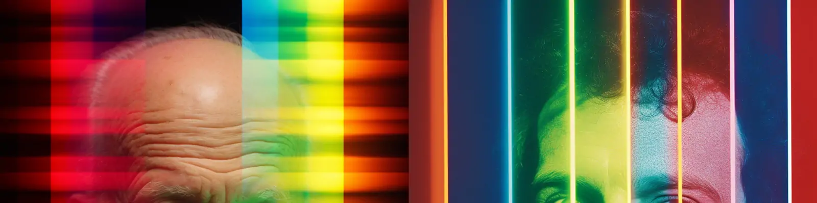 创意发光艺术彩色渐变条纹配色人物摄影海报midjourney关键词咒语分享