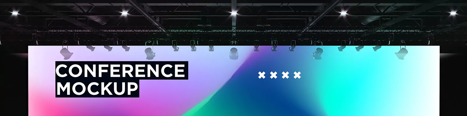 产品发布会演讲现场舞台展厅背景板展示样机贴图psd设计素材Mockup
