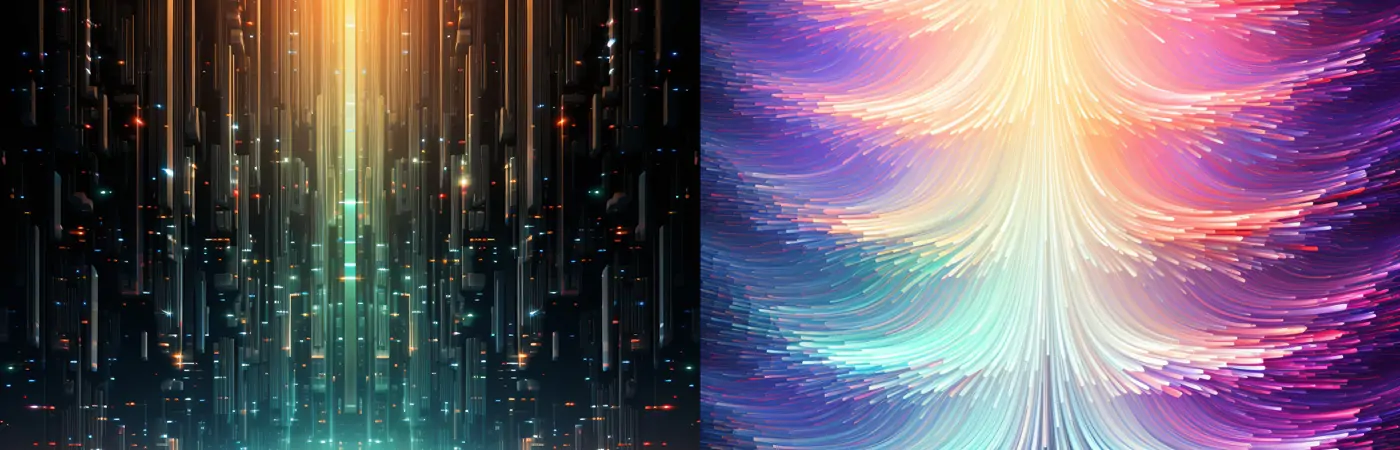 迷幻故障彩色渐变光线条科技海报设计背景Midjourney关键词提示词咒语