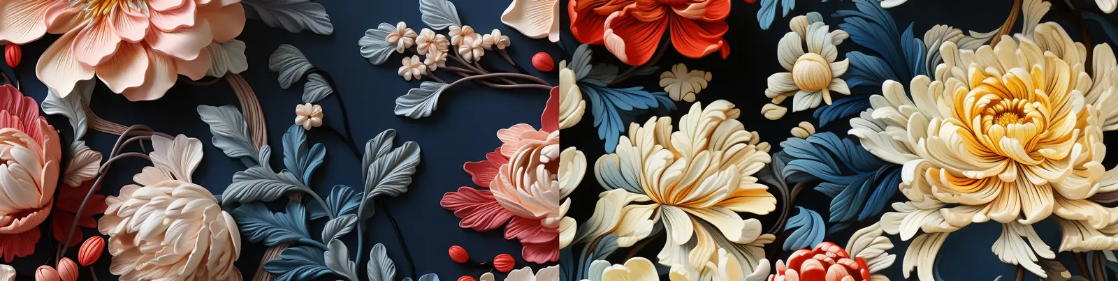 创意立体花纹鲜花植物刺绣手工艺品花纹图案艺术海报背景midjourney关键词咒语分享