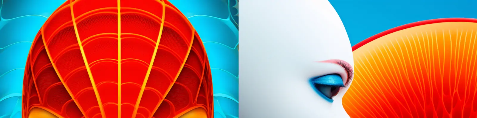 创意美丽优雅女人曲线万花筒扇形图案人物特写艺术海报midjourney关键词咒语分享