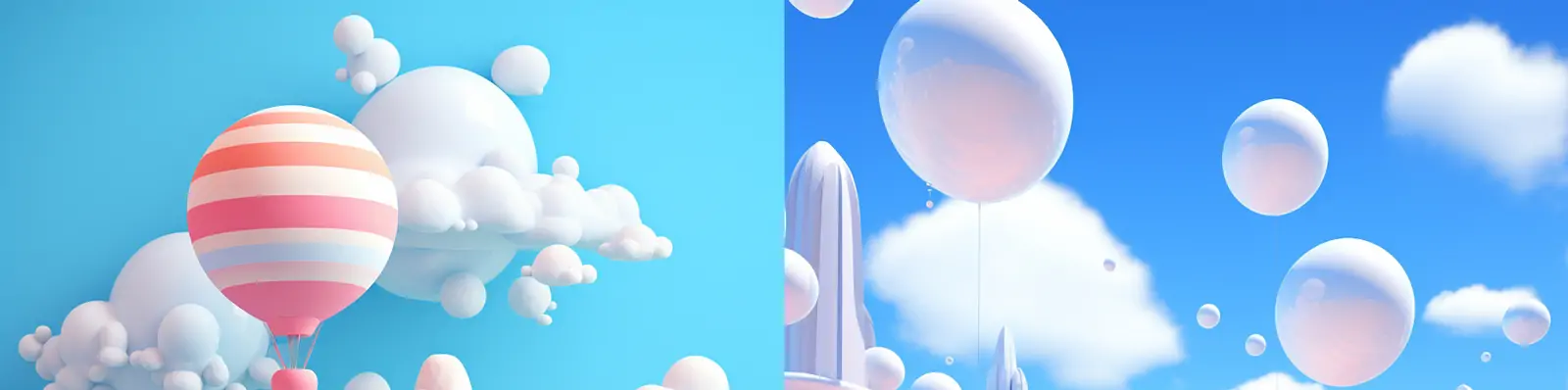 3D立体现代抽象艺术图形游戏云朵场景建筑空间插图海报背景midjourney关键词咒语