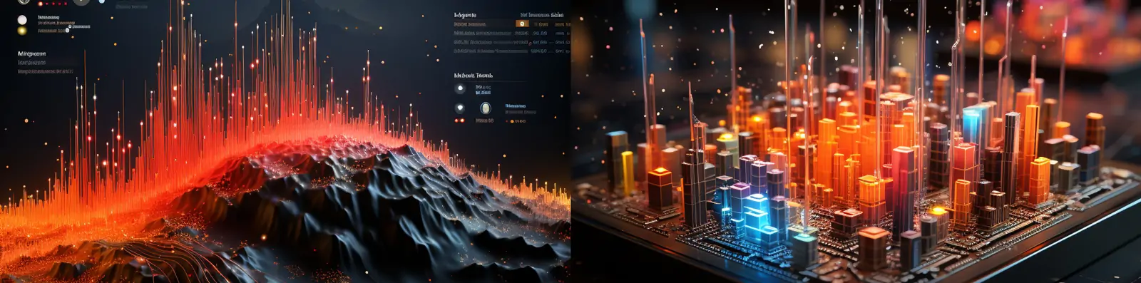 创意未来科技感立体数字线条光波曲线自然风景海报背景midjourney关键词咒语分享