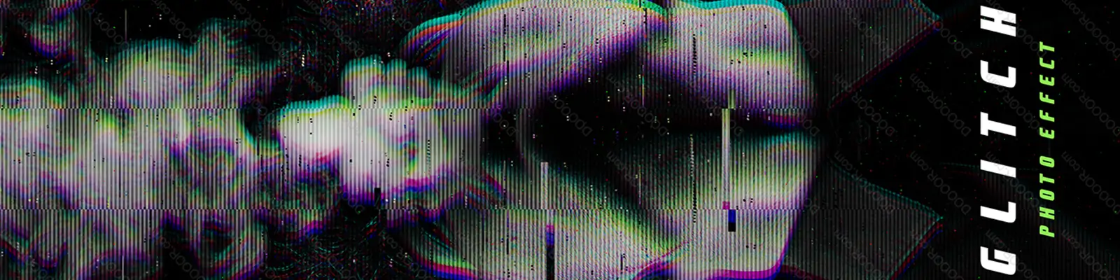 创意照片故障风弥散风模糊特效展示海报样机贴图psd设计素材Mockup