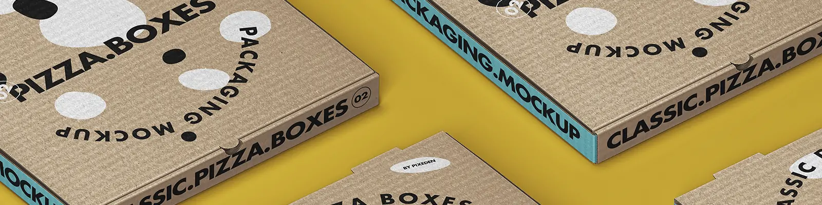 披萨美食外卖瓦楞纸箱包装纸盒VI展示贴图样机psd设计素材模版Mockup