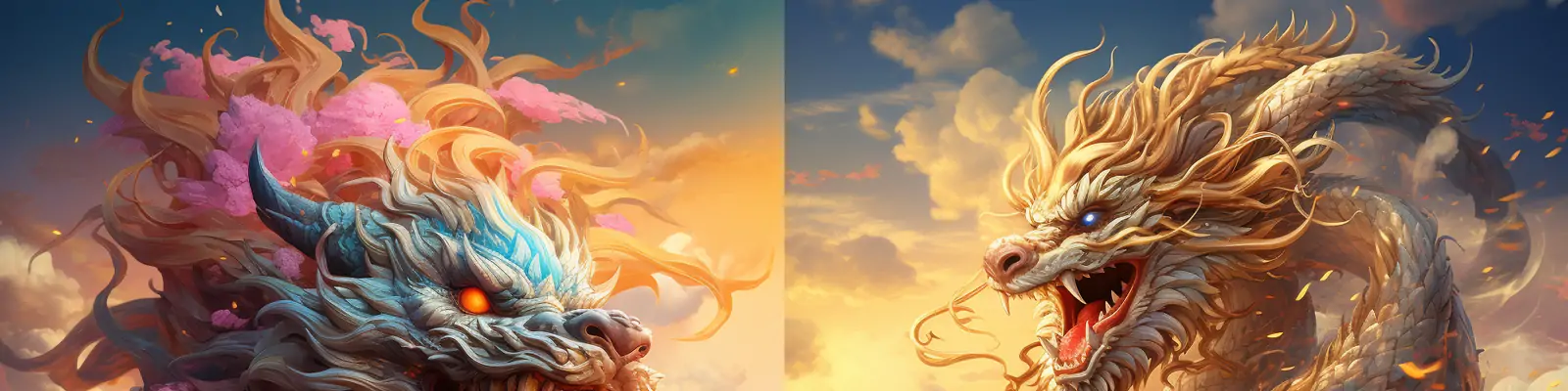 手绘逼真立体中国龙动物五彩祥云场景特写艺术绘画插图海报midjourney关键词咒语分享