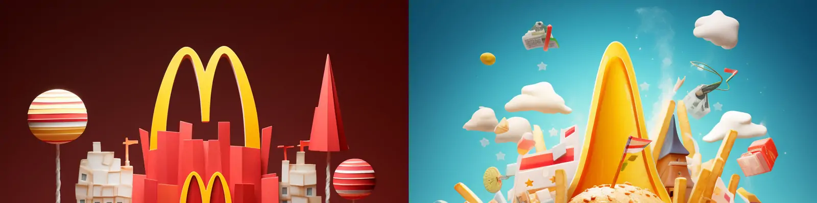 创意可爱卡通麦当劳汉堡炸鸡可乐薯条电商包装广告设计海报midjourney关键词咒语分享