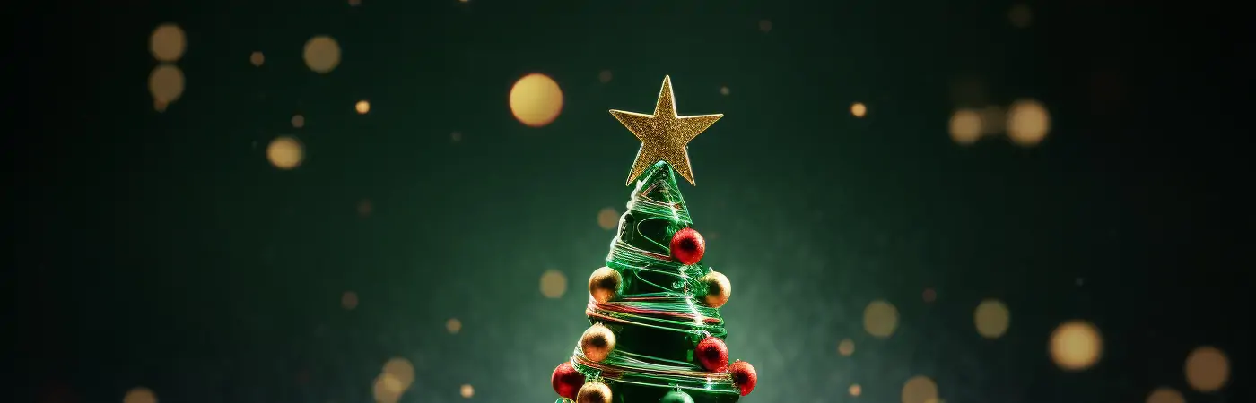 极简主义绿色圣诞节圣诞树礼物红色丝带装饰杂志摄影封面海报背景midjourney关键词咒语