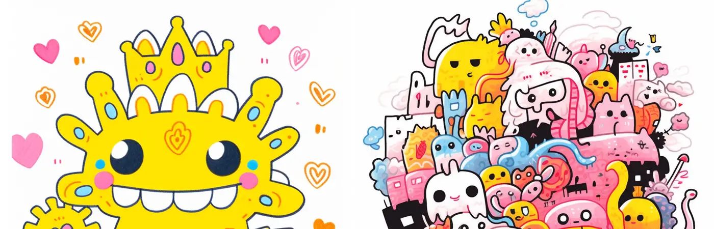 可爱卡通动物龙矢量插图插画风Midjourney关键词提示词咒语