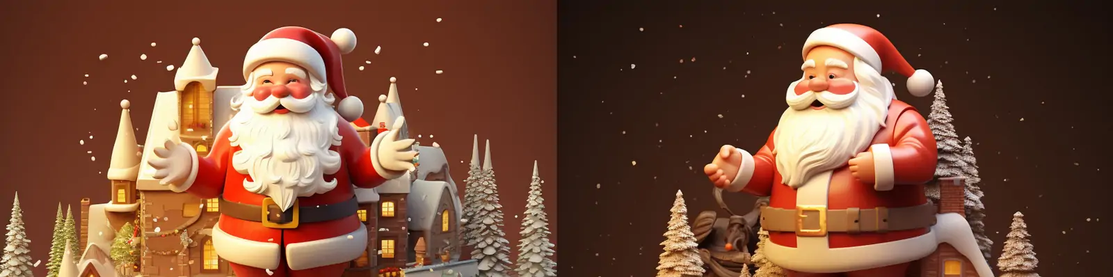 3D立体圣诞节圣诞老人礼物圣诞场景童话故事插图海报midjourney关键词咒语分享