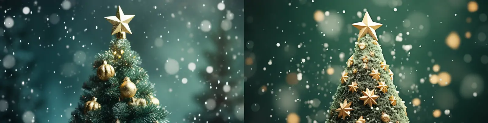 绿色圣诞节圣诞树金色奢华装饰立体场景光影海报背景midjourney关键词咒语分享